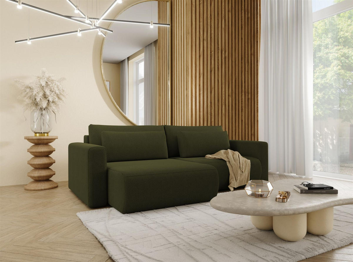 ECKSOFA Chaira Mit Schlaffunktion - Grün, Holzwerkstoff/Textil (240/149cm) - Fun Möbel