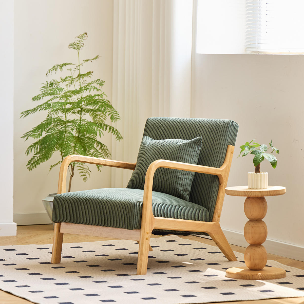 SESSEL Holz Grün - Grün, Holz (64/74/80cm) - Nordlys