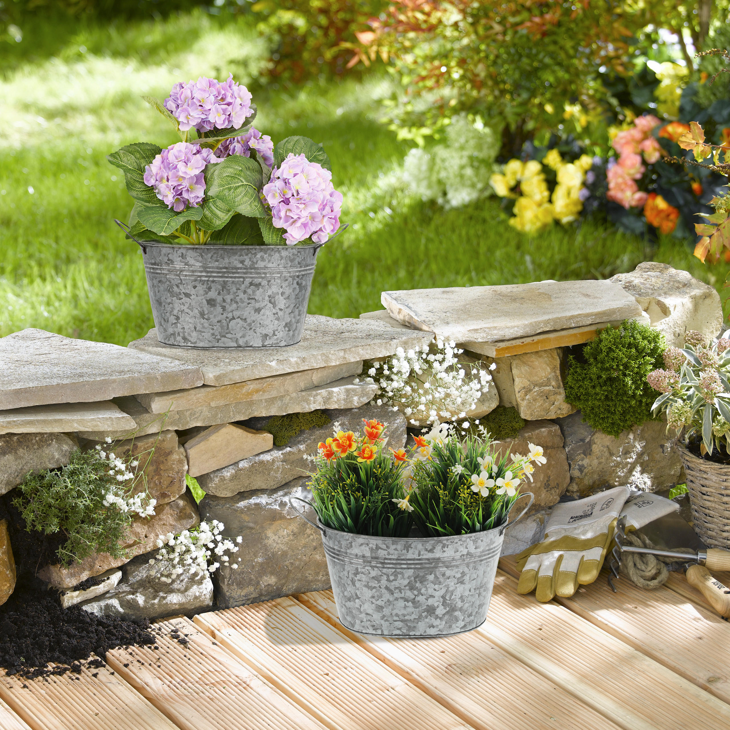 ZINKWANNE - Silberfarben, Metall (29/15.5/17.5cm) - Relaxdays