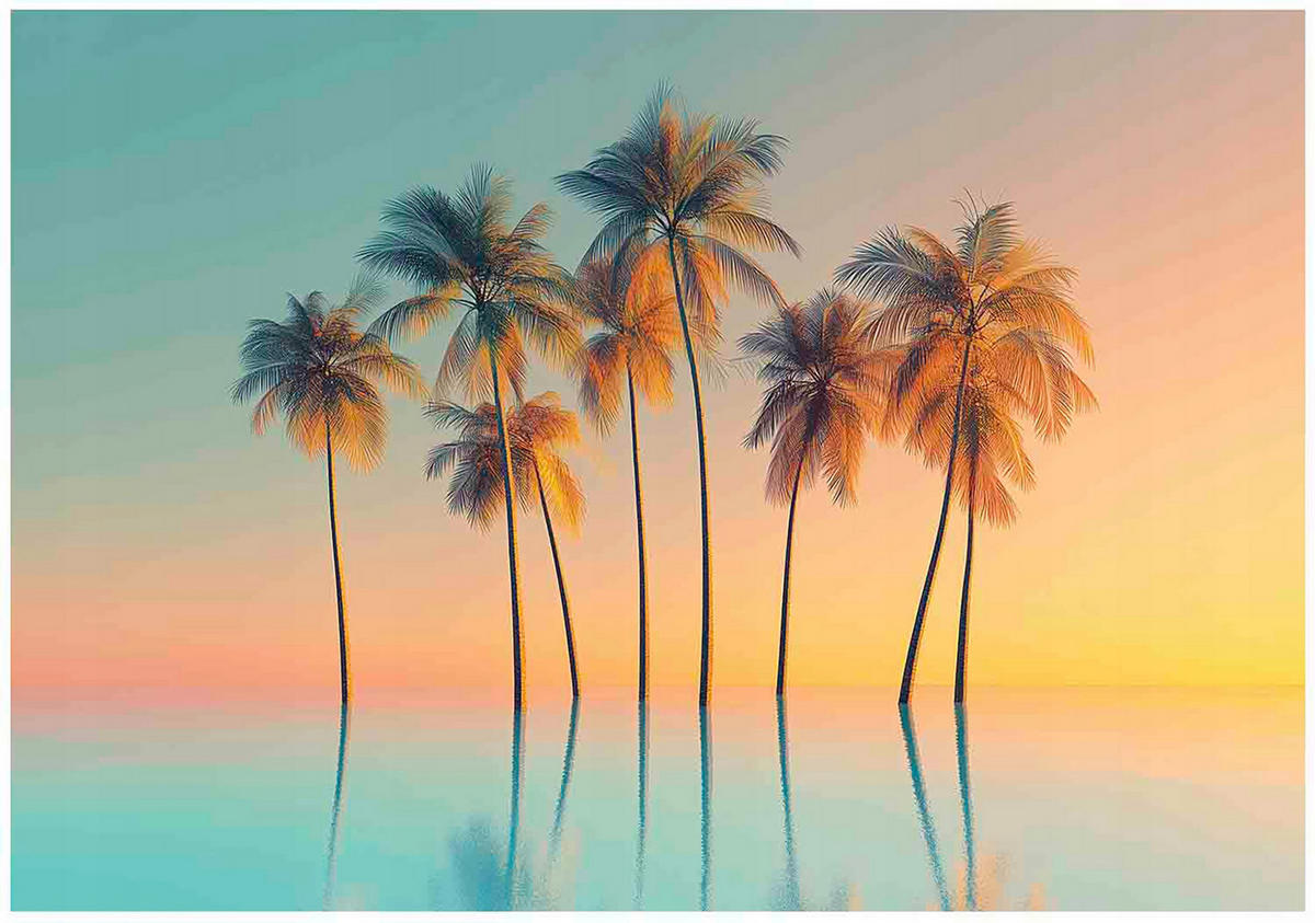 FOTOTAPETE Meer Palmen Hawaii 350x250 - Multicolor, Papier (350/250cm) - Wallarena