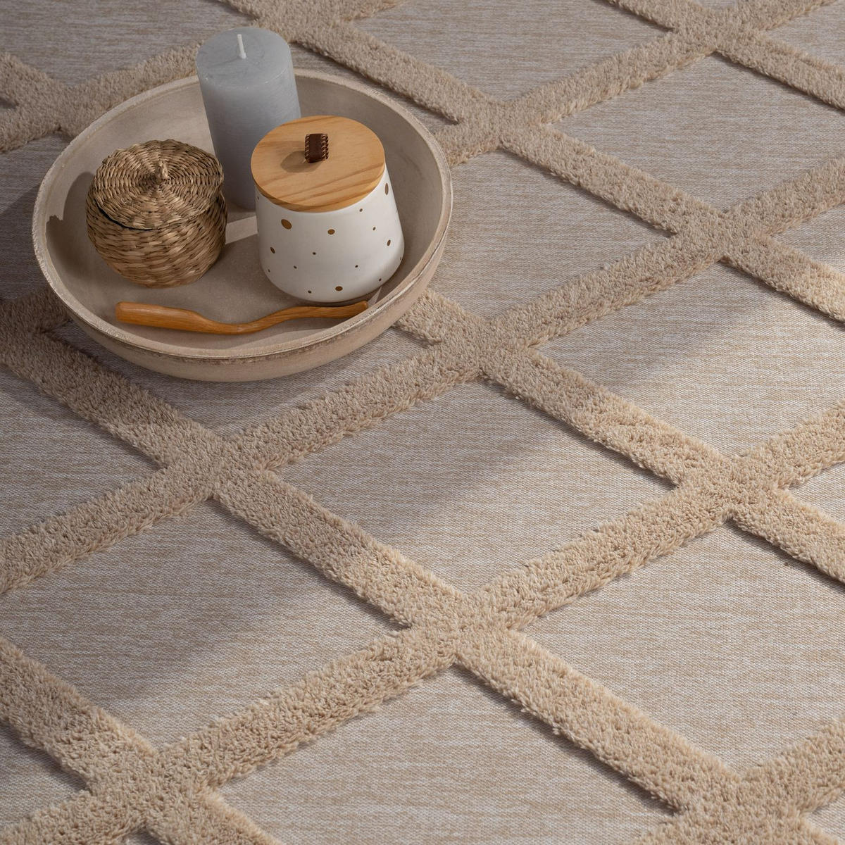 FLACHWEBETEPPICH Skandinavisch Dunkelcreme Beige 80 x 150 cm - Creme, Kunststoff (80/150cm) - TT Home