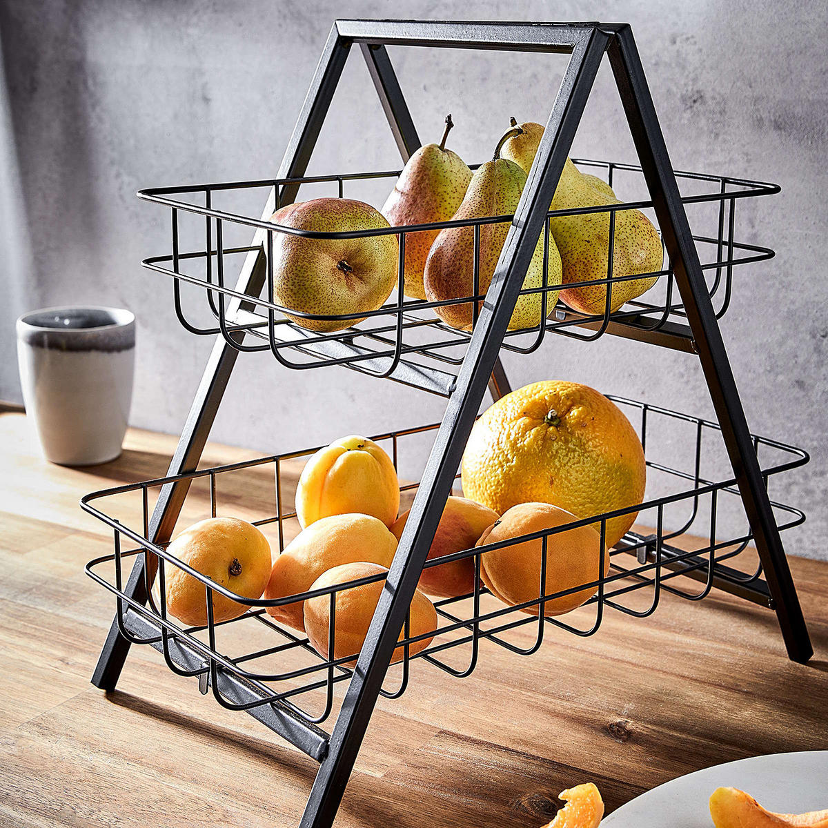 ETAGERE (2er Set) Grid - Schwarz, Metall (20/33cm) - Butlers