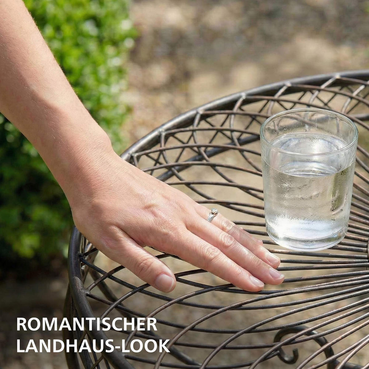 GARTENTISCH rund Ø90 cm Metall Bronze - Bronzefarben, Metall (90/90/69cm) - CLP