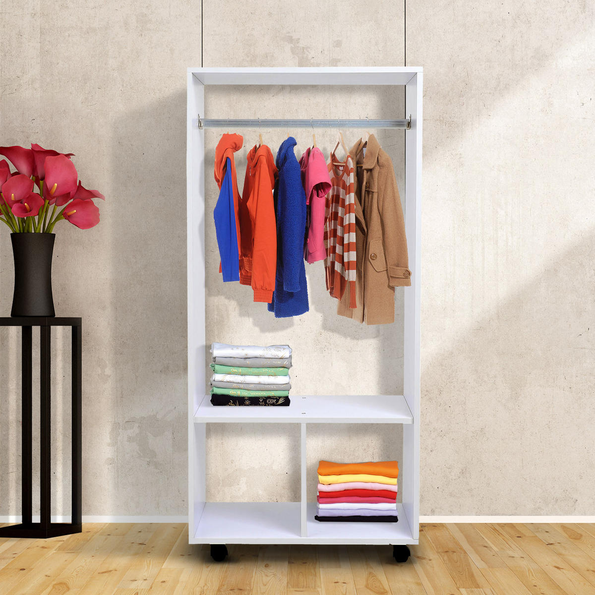 KLEIDERSCHRANK Weiß 1 Stück - Weiß, Naturmaterialien (40/128/60cm) - GiPP