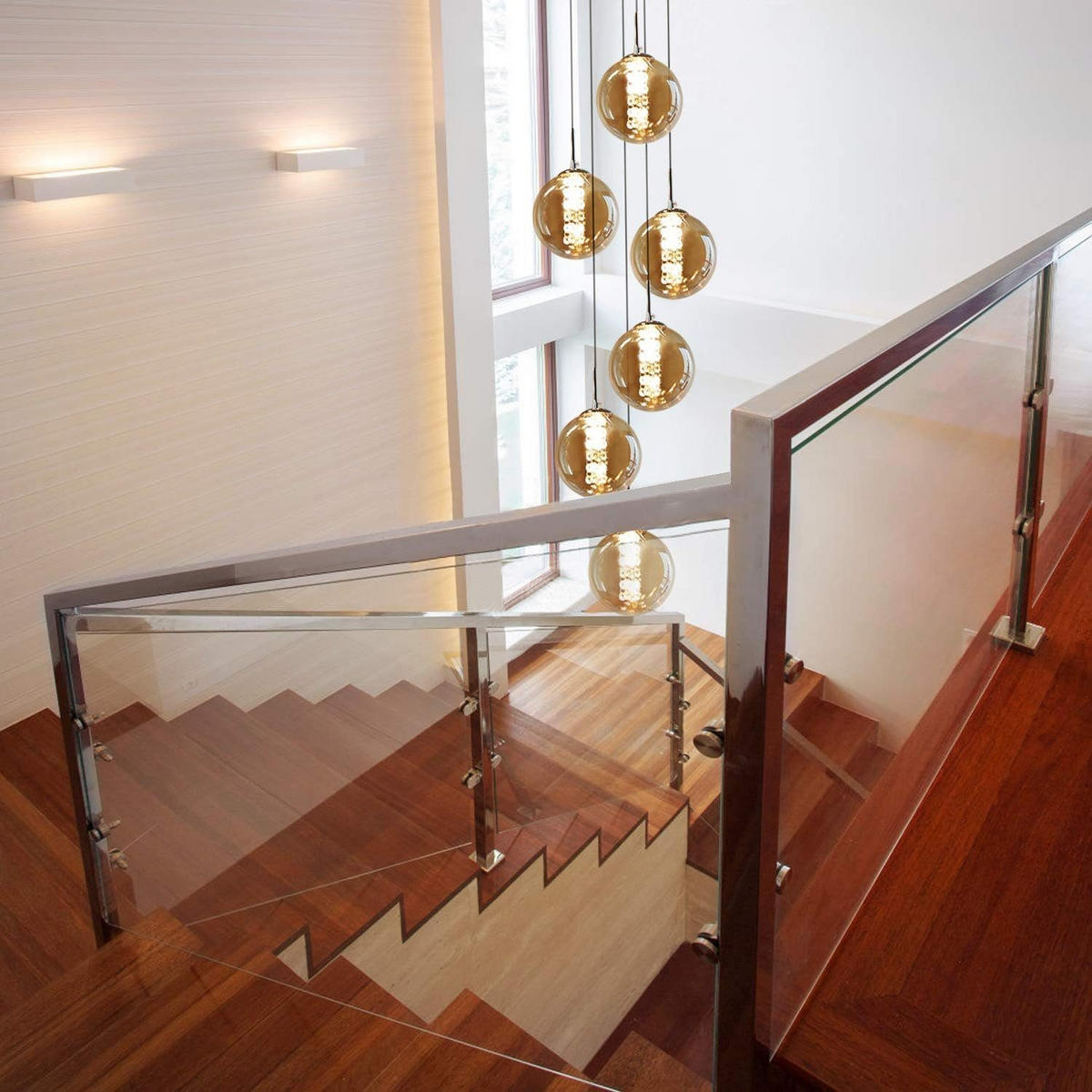 HÄNGELEUCHTE Energie 6-flammig 31/31/150 cm - Bernsteinfarben, Glas (31/31/150cm) - Nettlife