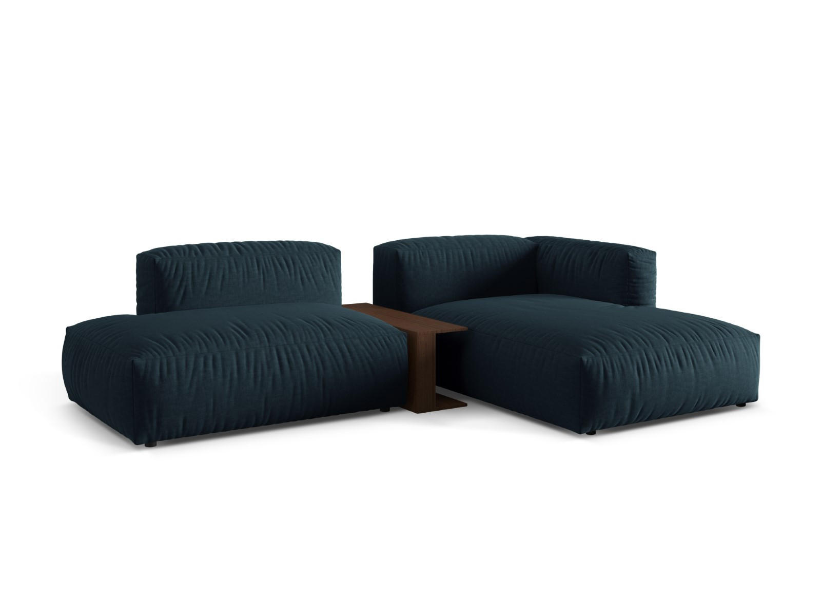 ECKSOFA modular rechts Martina aus strukturiertem Stoff jeansblau 2 Sitzplätze - Blau, Textil (176/285cm) - Micadoni