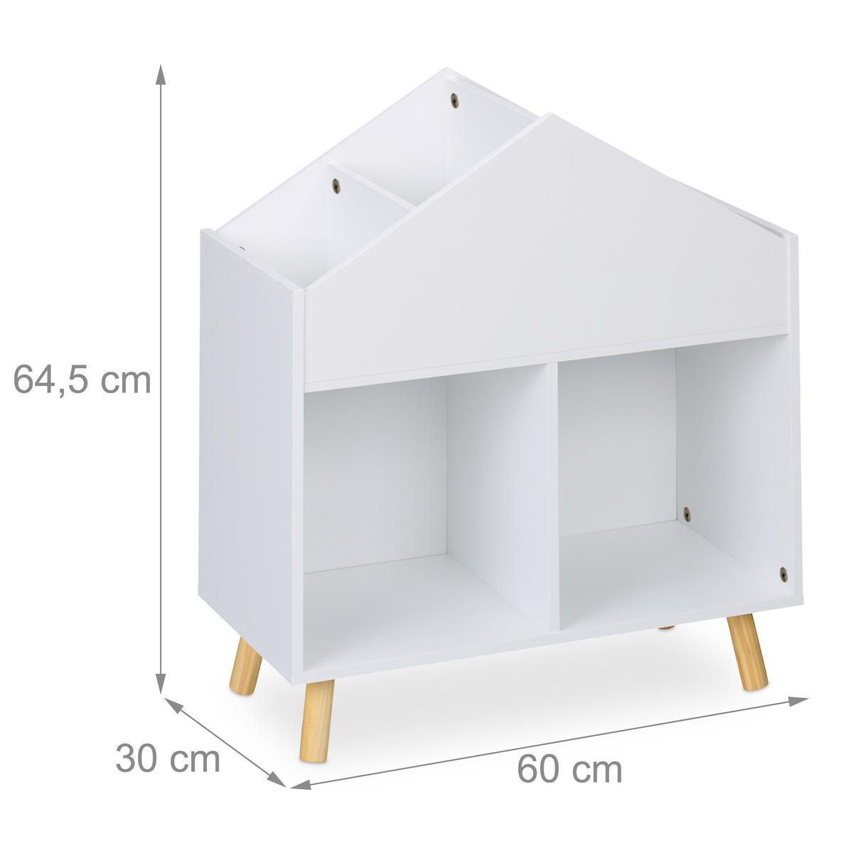 KINDERREGAL - Weiß, Holz/Holzwerkstoff (60/64.5/30cm) - Relaxdays