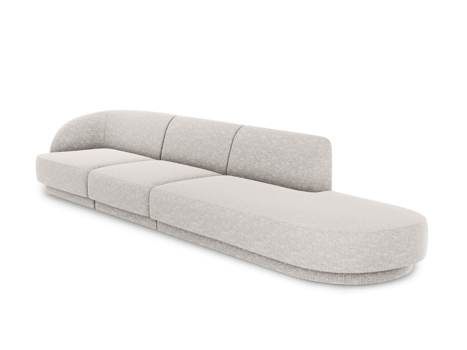 RECHTES-SOFA Miley aus Chenille-Stoff hellgrau 4 Sitzplätze - Hellgrau, Textil (90/70/323cm) - Micadoni