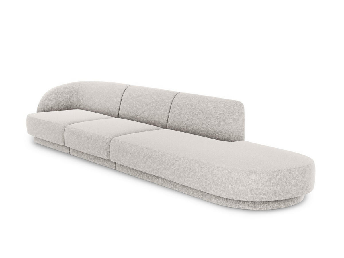 RECHTES-SOFA Miley aus Chenille-Stoff hellgrau 4 Sitzplätze - Hellgrau, Textil (90/70/323cm) - Micadoni