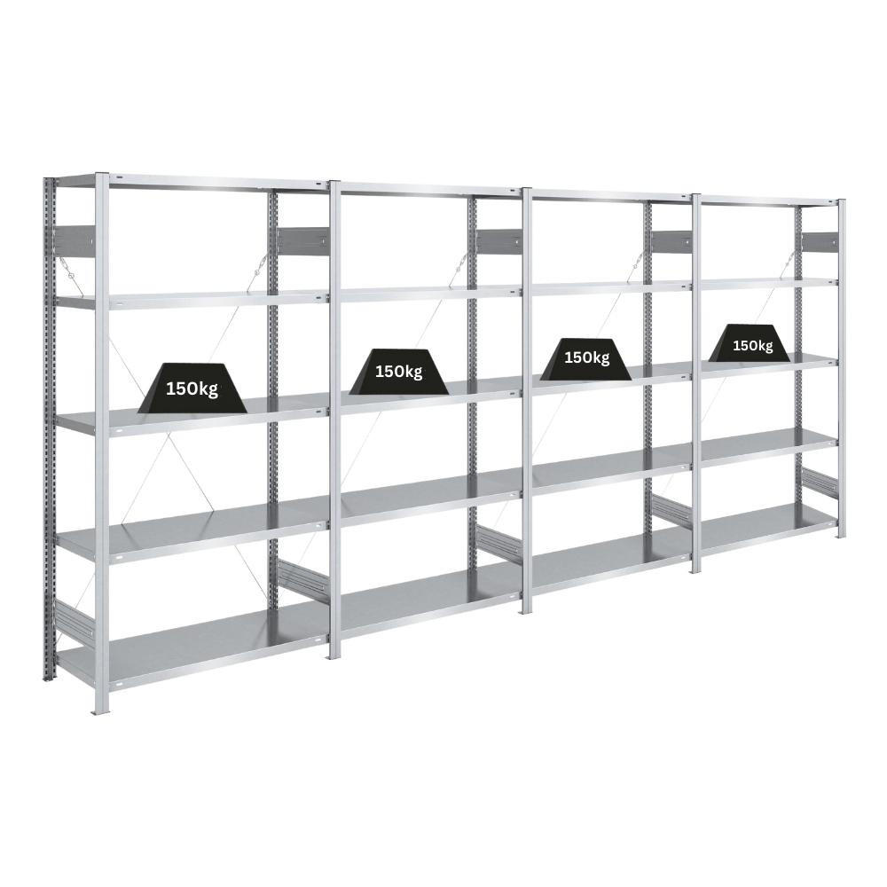 SCHWERLASTREGAL Silver Mamba 200x400x40cm 5 Ebenen je 150kg Fachlast Verzinkt - Silberfarben, Metall (400/200/40cm) - PROREGAL