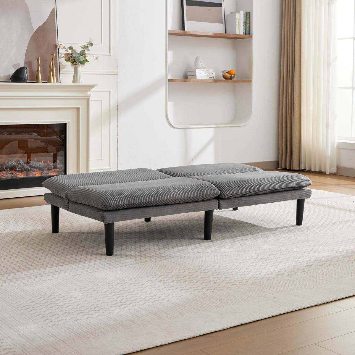 2-SITZER-SOFA aus Samt in Grau mit 3-fach verstellbarer Rückenlehne - Grau, Textil (84/67/167cm) - Modfu