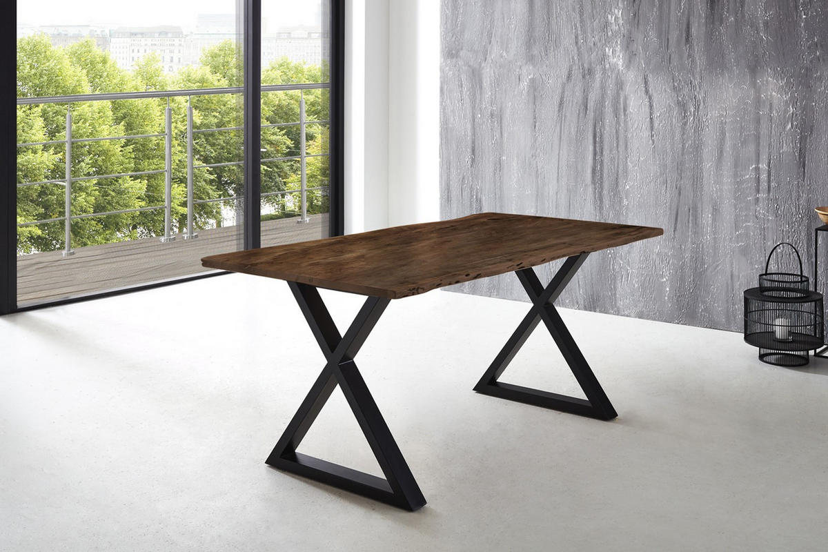 ESSTISCH LUBIN - Schwarz/Braun, Holz/Metall (80/140/77cm) - SAM