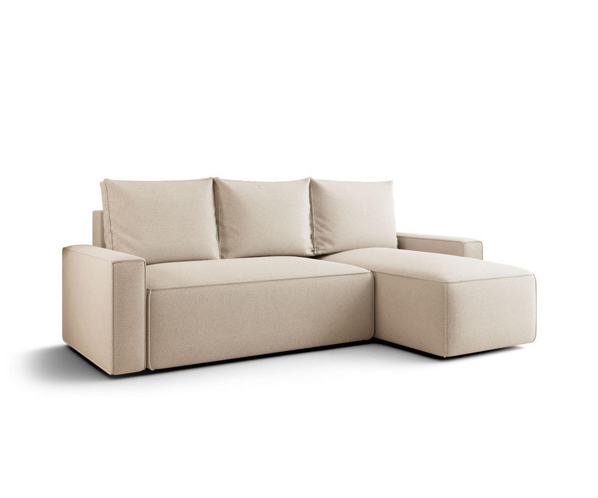 ECKSOFA mit Schlaffunktion SAVIO Curio 09 Rechts - Ecru, Textil (232/140cm) - Bedante