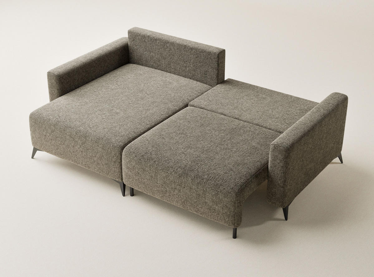 ECKSOFA MIT SCHLAFFUNKTION Leon Braun Chenille-Stoff - Schwarz/Braun, Holz/Holzwerkstoff (148/239cm) - Maison de Reve