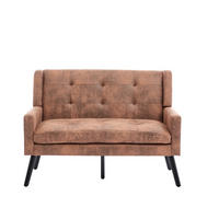 2-SITZER-SOFA Massivholz,dicke Schaumfüllung,PU-Leder,Braun - Braun, Textil (119/88/75cm) - LVHOM