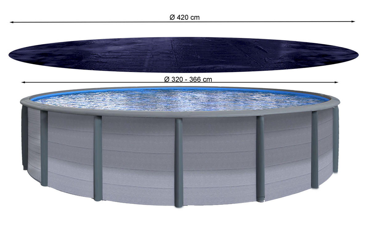 POOLABDECKUNG Rund Planenmaß Ø 420 cm für Pool 320-366 cm Solar Schwarz - Schwarz, Kunststoff (420/420cm) - QUICK STAR