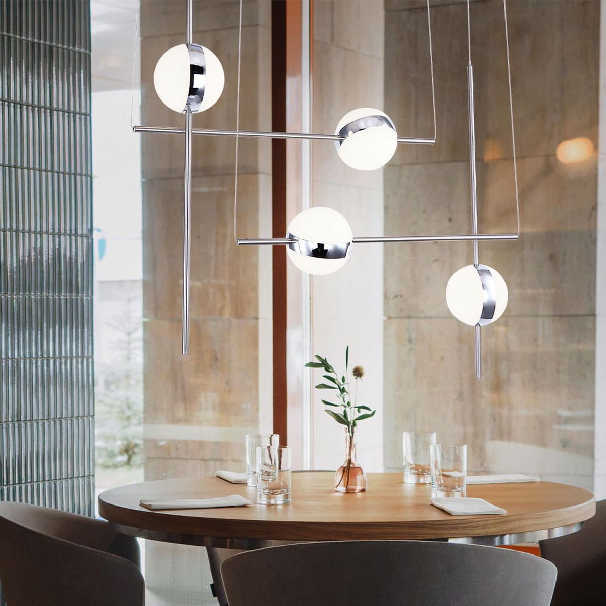 LED HÄNGELEUCHTE Chrom Silber - Silberfarben, Metall (83/16/120cm) - Globo Lighting