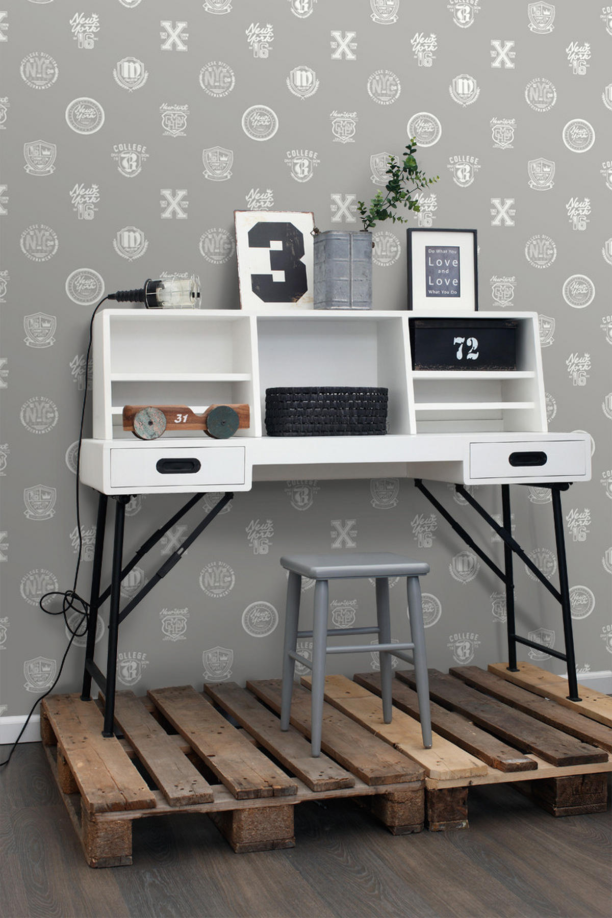 TAPETE Schulembleme 53 cm x 10.05 m - Grau, Papier (53/1000cm) - ESTAhome