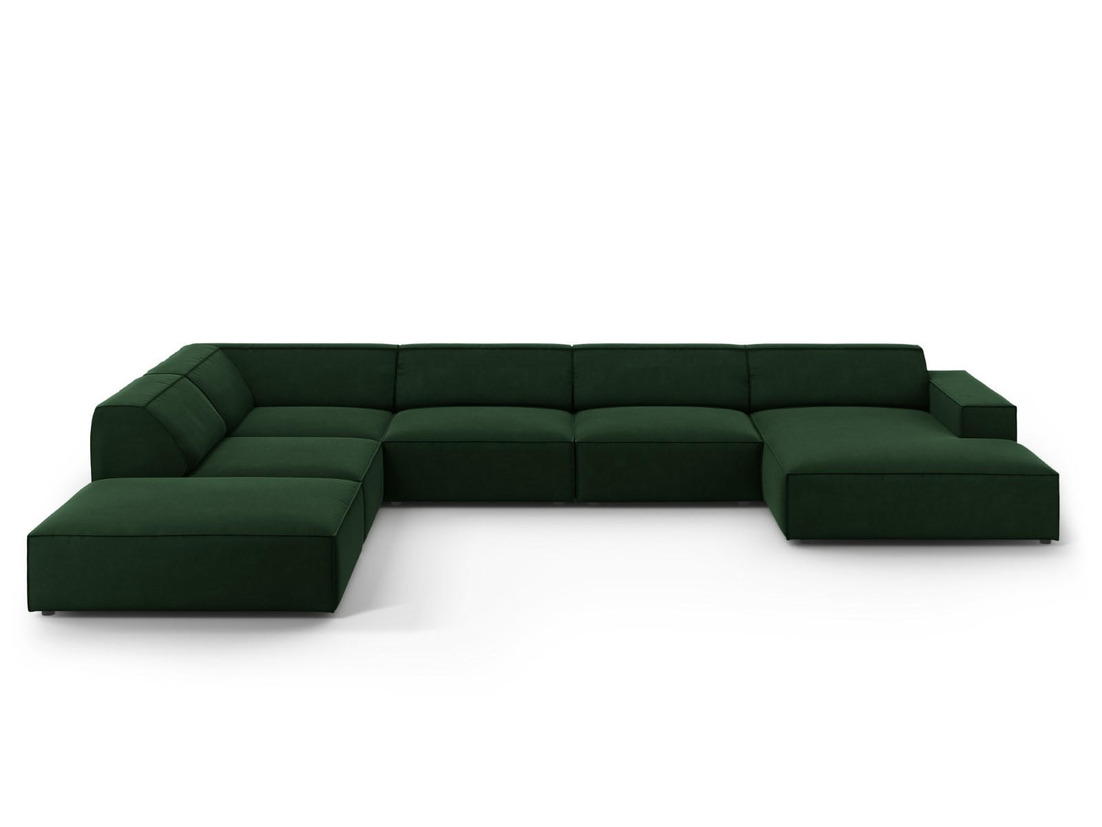 PANORAMASOFA links Jodie aus Samt flaschengrün 7 Sitzplätze - Dunkelgrün, Textil (262/70/364cm) - Micadoni