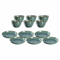 TELLERSET Matera grün 12er Set - Grün, Keramik (1/1/1cm) - Leonardo Living