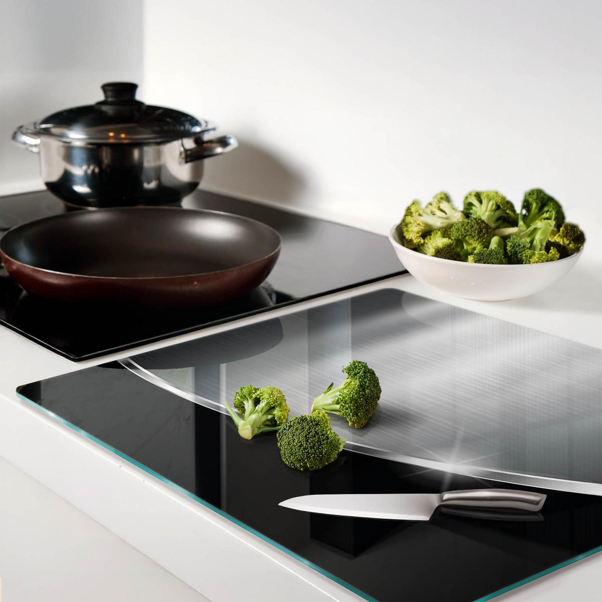 GLASPLATTE 60x52 cm Textur - Silberfarben, Glas (60/0.4/52cm) - TULUP
