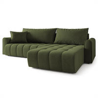 ECKSOFA FRIGA Olivgrün Strukturstoff mit Schlaffunktion - Olivgrün, Holz (283/185cm) - MASSENO