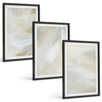 BILDER SET 3er Set - 40x60 cm Schwarzer Rahmen - Abstrakter Pinselhintergrund - Schwarz, Kunststoff (40/60cm) - TULUP