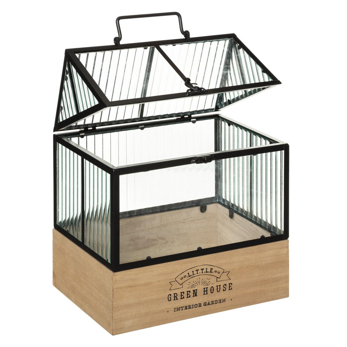 MINI-GEWÄCHSHAUS Holzbasis - Transparent, Glas (18/30.5/26cm) - Atmosphera Createur d´interieur