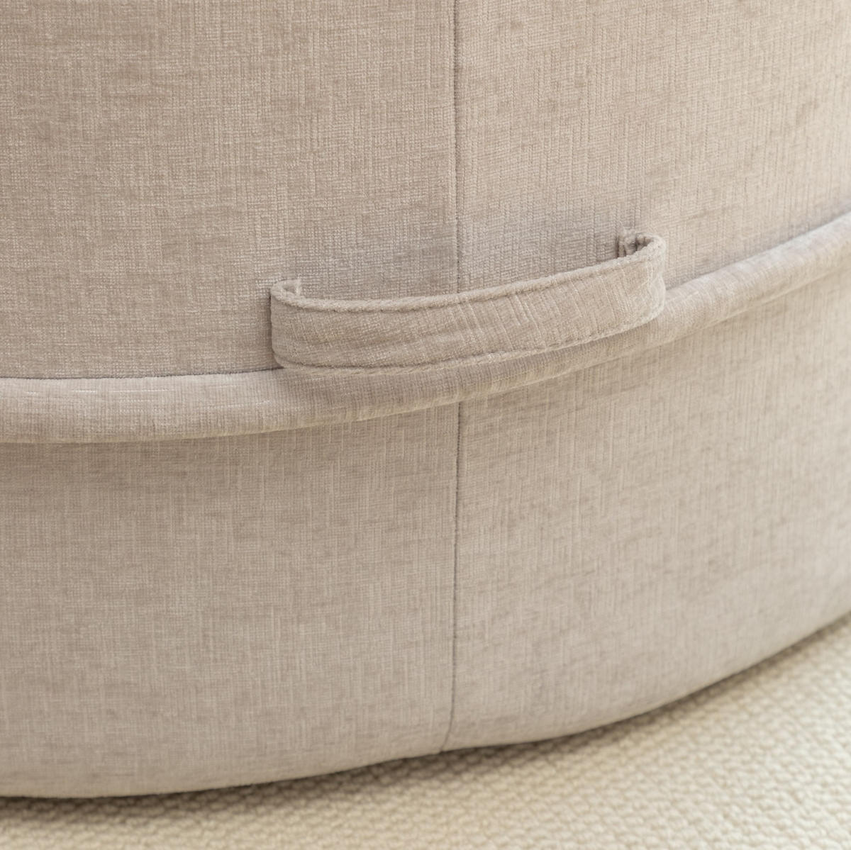 SESSEL rund mit Ottomane 121 x 107 cm Chenille Grey - Grau, Kunststoff (121/66/163cm) - Meubliv