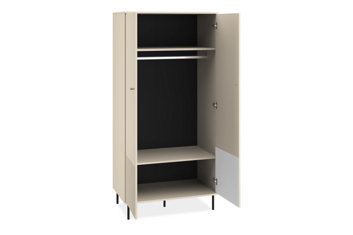 KLEIDERSCHRANK DROMA mit Stange, Creme - Creme, Holz (92/190/53cm) - KONSIMO®