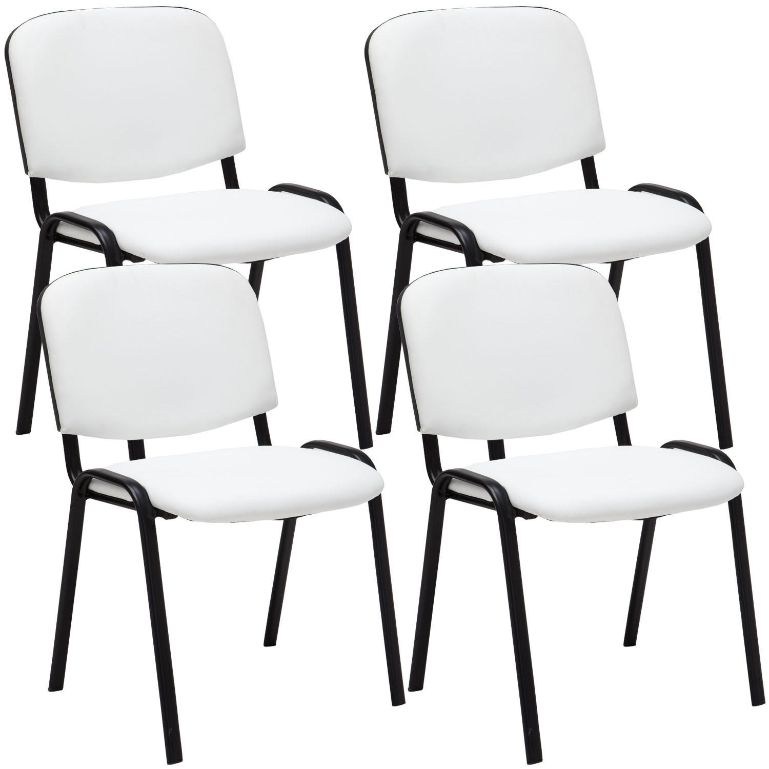 BESUCHERSTUHL Keen, 4er Set Kunstleder mit Gestell Schwarz / Bezug Weiß - Schwarz/Weiß, Textil/Metall (54/79/48cm) - TPFLiving