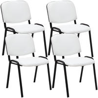 BESUCHERSTUHL Keen, 4er Set Kunstleder mit Gestell Schwarz / Bezug Weiß - Schwarz/Weiß, Textil/Metall (54/79/48cm) - TPFLiving
