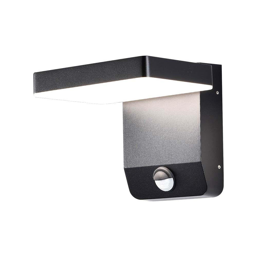 AUSSEN-WANDLEUCHTE VT-11020S LED Aluminium Schwarz Sensor - Schwarz, Metall (17/17.8/16cm)