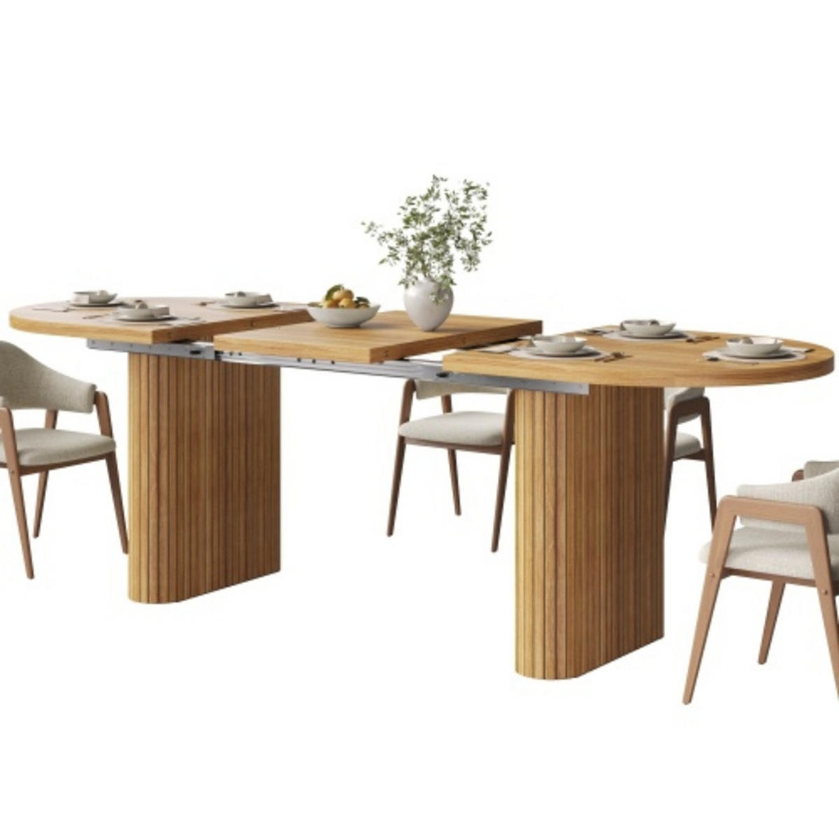 ESSTISCH Ausziehbarer120-160×80×75,5 cm aus MDF und Metall mit strukturierten Metallbeinen, braun - Braun, Holzwerkstoff (160/80/75.5cm) - Luhomfu