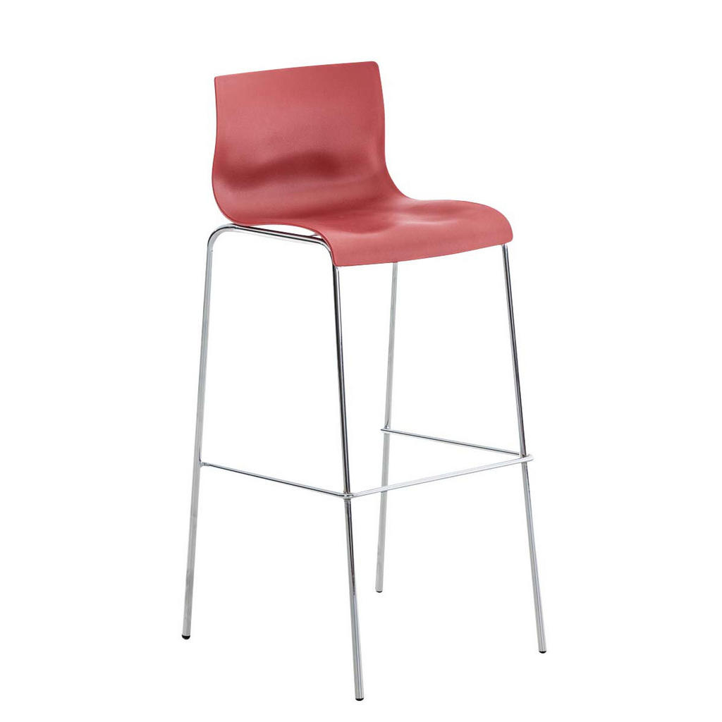 Thumbnail - CLP Barhocker, Rot, Kunststoff, 43x100x48 cm, Esszimmer, Barmöbel, Barhocker