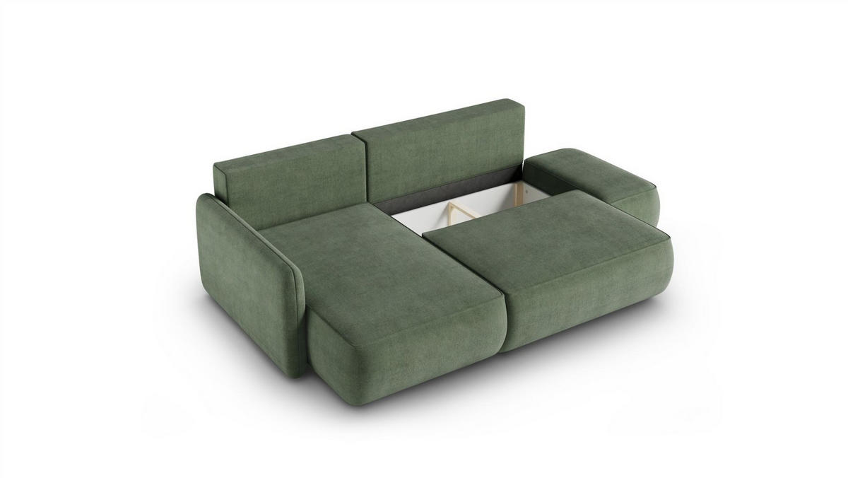 ECKSOFA Luka Mit Schlaffunktion - Grün, Holzwerkstoff/Textil (229/148cm) - Fun Möbel