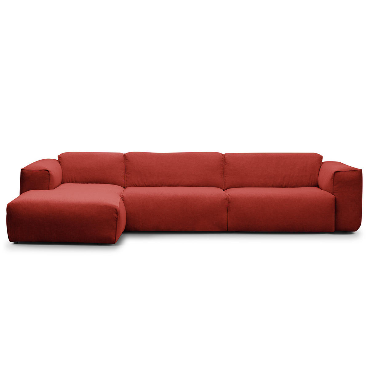 3-SITZER ECKSOFA mit Longchair - Rot/Schwarz, Kunststoff/Textil (317/173cm) - home24