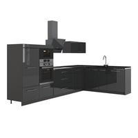 KUHINJA U OBLIKU SLOVA L Fame-Line, Antracit visokog sjaja/Antracit, 347 x 207 cm, RP Antracit - crna visoki sjaj/antracit, drvni materijal (347/153.6/60cm) - Vicco
