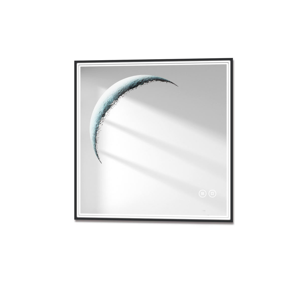 BADSPIEGEL mit Beleuchtung Schwarzer Rahmen 60/60 cm - Schwarz, Glas (60/4.5/60cm) - EMKE