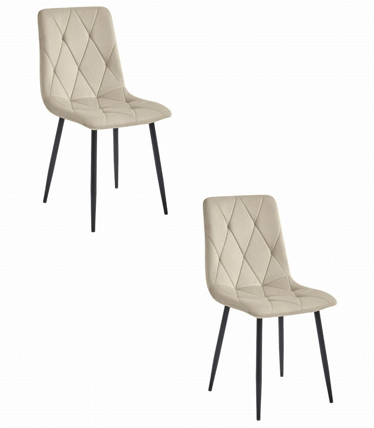 ESSZIMMERSTUHL 2er Set Beige Velours, Gepolsterte Sitzfläche, Modernes Design - Beige, Textil (51/86/56cm) - Best For Home