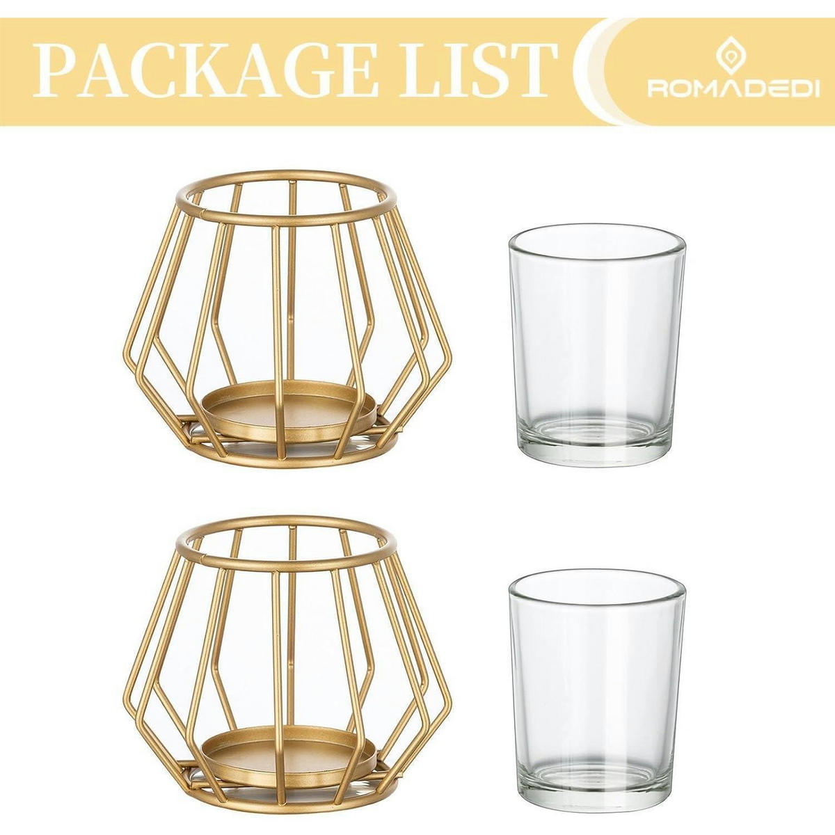 TEELICHTHALTER 2er Set Metall Gold Geometrisch - Goldfarben, Metall (9cm)