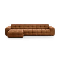 ECKSOFA links Kendal aus Samt kamel 5 Sitzplätze - Hellbraun, Textil (173/357cm) - Micadoni