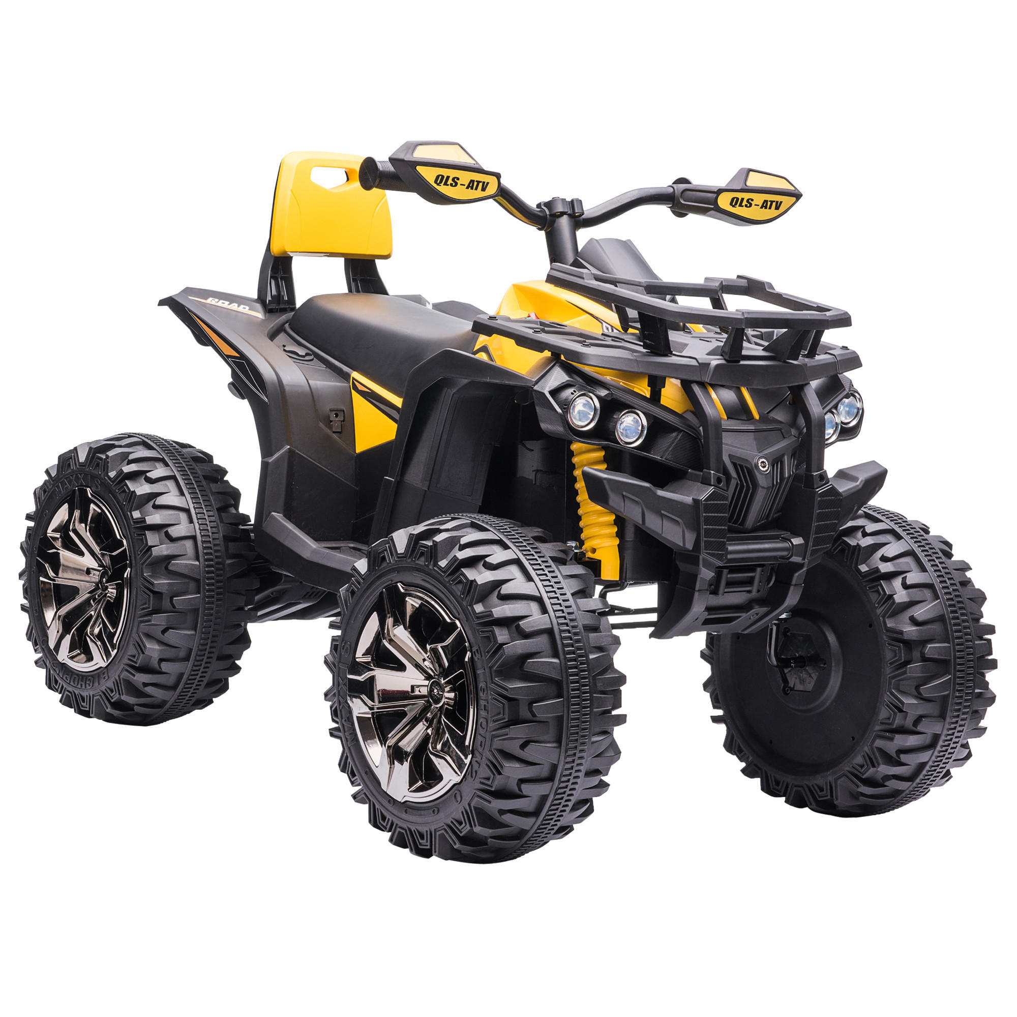 ELEKTRO-QUAD Kinderquad mit Scheinwerfer, Kindermotorrad mit USB-Anschluss, Gelb - Gelb, Metall (100/65/73cm) - HOMCOM