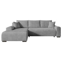 ECKSOFA Nelly mit Bettkasten und Schlaffunktion, Cordstoff in L-Form - Grau, Textil (270/185cm)
