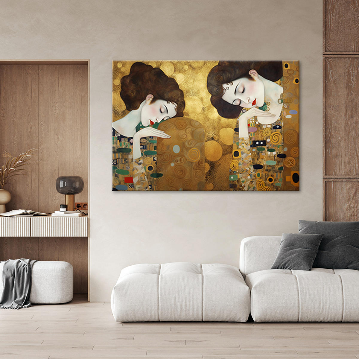 WANDBILD Wandbildnis einer frau in gold g. klimt - Goldfarben, Textil (60/40cm) - Feeby