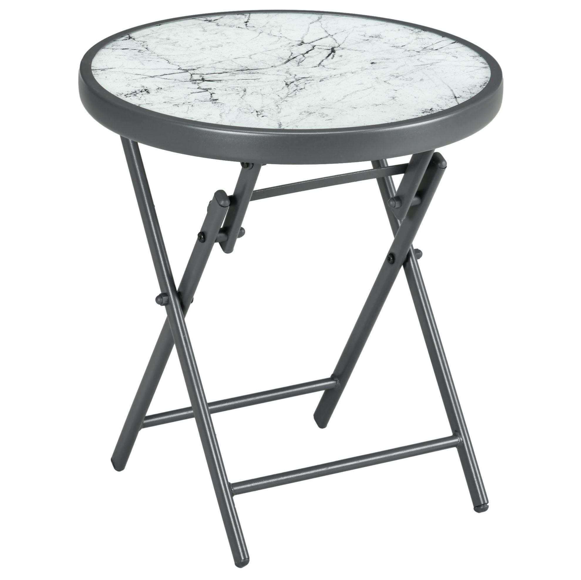 BEISTELLTISCH 45/45/50 cm weiß aus Glas klappbar für Outdoor - Weiß, Glas (45/45/50cm) - OKWISH