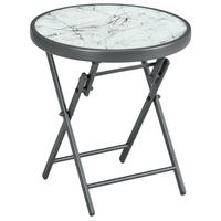 BEISTELLTISCH 45/45/50 cm weiß aus Glas klappbar für Outdoor - Weiß, Glas (45/45/50cm) - OKWISH