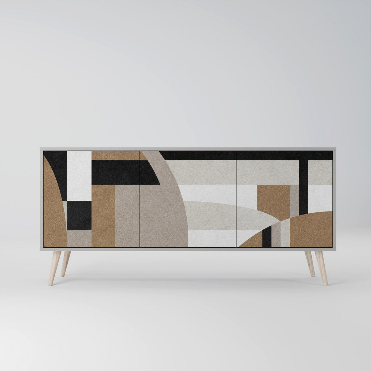 SIDEBOARD DELICATE MEMENTO, Eicheneffekt, 164,5x42x77,5 cm, 3 Türen - Eichefarben/Buchefarben, Holzwerkstoff/Buchenholz (164.5/77.5/42cm) - SpaceRebels