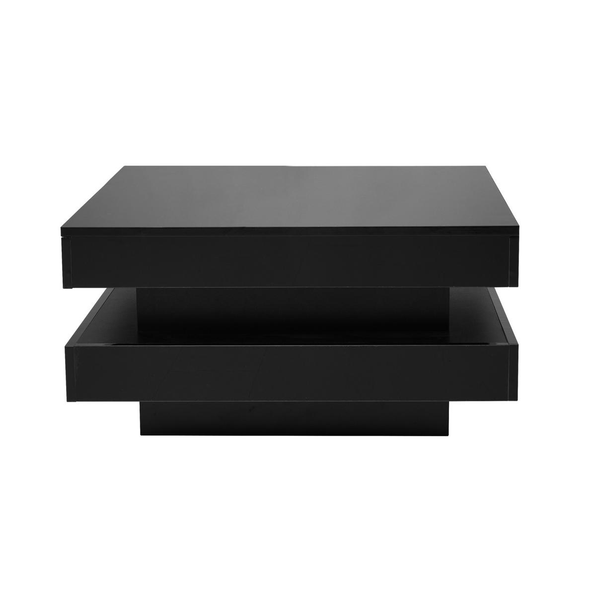 COUCHTISCH 70/70/36 cm Schwarz mit LED-Beleuchtung und Bluetooth-App-Steuerung - Schwarz, Holzwerkstoff (70/70/36cm) - OKWISH