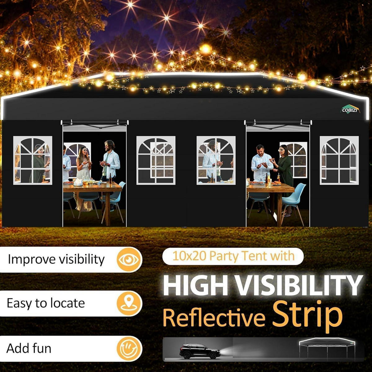 FALTPAVILLON 3x6m mit Seitenwänden Schwarz Textil - Schwarz, Textil (300/298/600cm)